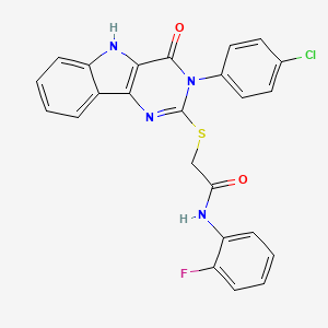 2-((3-(4-chlorophenyl)-4-oxo-4,5-dihydro-3H-pyrimido[5,4-b]indol-2-yl)thio)-N-(2-fluorophenyl)acetamide