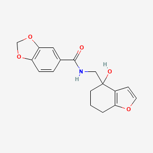 N-((4-hydroxy-4,5,6,7-tetrahydrobenzofuran-4-yl)methyl)benzo[d][1,3]dioxole-5-carboxamide