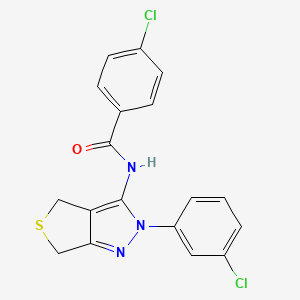 molecular formula C18H13Cl2N3OS B2751077 4-氯-N-(2-(3-氯苯基)-4,6-二氢-2H-噻吩[3,4-c]吡唑-3-基)苯甲酰胺 CAS No. 450340-64-4