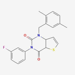 molecular formula C21H17FN2O2S B2751081 1-[(2,5-dimethylphenyl)methyl]-3-(3-fluorophenyl)-1H,2H,3H,4H-thieno[3,2-d]pyrimidine-2,4-dione CAS No. 1326912-03-1