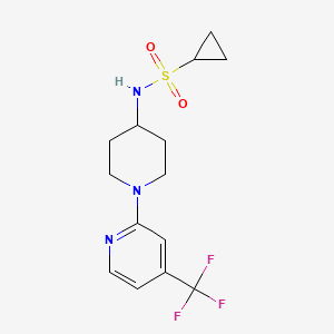 molecular formula C14H18F3N3O2S B2751087 N-{1-[4-(trifluoromethyl)pyridin-2-yl]piperidin-4-yl}cyclopropanesulfonamide CAS No. 2415601-69-1