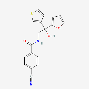 molecular formula C18H14N2O3S B2751096 4-cyano-N-(2-(furan-2-yl)-2-hydroxy-2-(thiophen-3-yl)ethyl)benzamide CAS No. 2034396-61-5