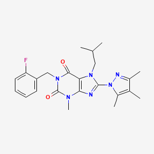molecular formula C23H27FN6O2 B2751101 1-(2-氟苄基)-7-异丁基-3-甲基-8-(3,4,5-三甲基-1H-吡唑-1-基)-1H-嘧啶-2,6(3H,7H)-二酮 CAS No. 1013762-90-7