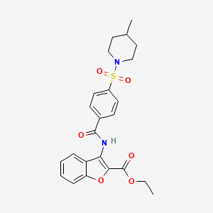 molecular formula C24H26N2O6S B2751120 Ethyl 3-(4-((4-methylpiperidin-1-yl)sulfonyl)benzamido)benzofuran-2-carboxylate CAS No. 500149-73-5