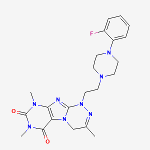 molecular formula C22H27FN8O2 B2751143 1-(2-(4-(2-fluorophenyl)piperazin-1-yl)ethyl)-3,7,9-trimethyl-7,9-dihydro-[1,2,4]triazino[3,4-f]purine-6,8(1H,4H)-dione CAS No. 923217-75-8