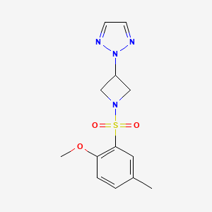 molecular formula C13H16N4O3S B2751156 2-(1-((2-甲氧基-5-甲基苯基)磺酰基)氮杂环丁烷-3-基)-2H-1,2,3-三唑 CAS No. 2194847-67-9
