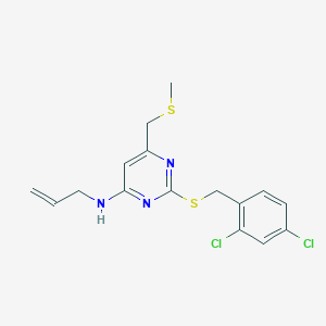 molecular formula C16H17Cl2N3S2 B2751160 N-烯丙基-2-[(2,4-二氯苯甲基)硫代]-6-[(甲硫代基)甲基]-4-嘧啶胺 CAS No. 341965-73-9