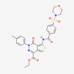 molecular formula C27H26N4O7S2 B2751163 乙酸-3-(4-甲基苯基)-5-[(4-吗啉-4-基磺酰基苯甲酰)氨基]-4-氧代噻吩并[3,4-d]吡啶-1-羧酸酯 CAS No. 851948-73-7