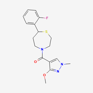 molecular formula C17H20FN3O2S B2751171 (7-(2-氟苯基)-1,4-噻吩并-4-基)(3-甲氧基-1-甲基-1H-吡唑-4-基)甲酮 CAS No. 1705331-64-1