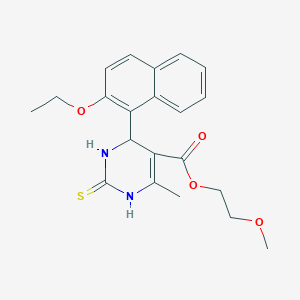 molecular formula C21H24N2O4S B2751175 2-甲氧基乙基-4-(2-乙氧基萘-1-基)-6-甲基-2-硫代-3,4-二氢-1H-嘧啶-5-羧酸酯 CAS No. 391222-01-8