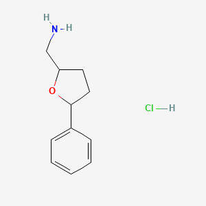 molecular formula C11H16ClNO B2751188 (5-苯基氧杂环戊烷-2-基)甲胺盐酸盐 CAS No. 1909320-13-3