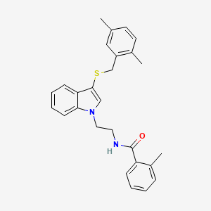 molecular formula C27H28N2OS B2751194 N-(2-(3-((2,5-二甲基苯基)硫)-1H-吲哚-1-基)乙基)-2-甲基苯甲酰胺 CAS No. 532970-12-0