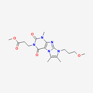 molecular formula C18H25N5O5 B2751198 甲基-3-(8-(3-甲氧基丙基)-1,6,7-三甲基-2,4-二氧代-1H-咪唑[2,1-f]嘌呤-3(2H,4H,8H)-基)丙酸酯 CAS No. 886899-53-2