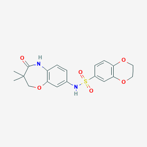 molecular formula C19H20N2O6S B2751199 N-(3,3-dimethyl-4-oxo-2,3,4,5-tetrahydrobenzo[b][1,4]oxazepin-8-yl)-2,3-dihydrobenzo[b][1,4]dioxine-6-sulfonamide CAS No. 922125-46-0
