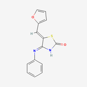molecular formula C14H10N2O2S B2751207 (4Z,5Z)-5-(furan-2-ylmethylene)-4-(phenylimino)thiazolidin-2-one CAS No. 1164471-53-7