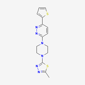 molecular formula C15H16N6S2 B2751215 2-Methyl-5-[4-(6-thiophen-2-ylpyridazin-3-yl)piperazin-1-yl]-1,3,4-thiadiazole CAS No. 2341519-51-3