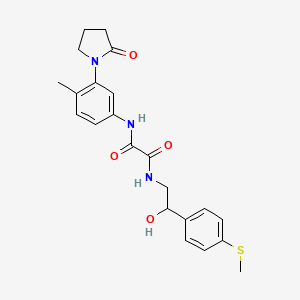 molecular formula C22H25N3O4S B2751216 N1-(2-hydroxy-2-(4-(methylthio)phenyl)ethyl)-N2-(4-methyl-3-(2-oxopyrrolidin-1-yl)phenyl)oxalamide CAS No. 1448030-69-0