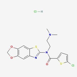 molecular formula C17H17Cl2N3O3S2 B2751218 N-([1,3]二氧杂杂环[4',5':4,5]苯并[1,2-d]噻嗪-6-基)-5-氯-N-(2-(二甲基氨基)乙基)噻吩-2-羧酰胺盐酸盐 CAS No. 1216629-62-7
