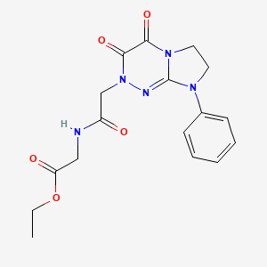 molecular formula C17H19N5O5 B2751222 乙酸-2-(2-(3,4-二氧代-8-苯基-3,4,7,8-四氢咪唑[2,1-c][1,2,4]三嗪-2(6H)-基)乙酰氨基)乙酸酯 CAS No. 941887-22-5