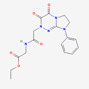 molecular formula C17H19N5O5 B2751222 ethyl 2-(2-(3,4-dioxo-8-phenyl-3,4,7,8-tetrahydroimidazo[2,1-c][1,2,4]triazin-2(6H)-yl)acetamido)acetate CAS No. 941887-22-5