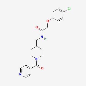 molecular formula C20H22ClN3O3 B2751223 2-(4-chlorophenoxy)-N-((1-isonicotinoylpiperidin-4-yl)methyl)acetamide CAS No. 1396800-79-5