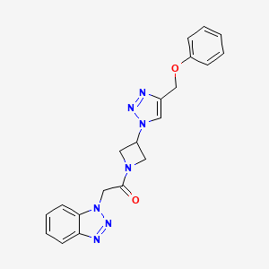 molecular formula C20H19N7O2 B2751226 2-(1H-苯并[d][1,2,3]三唑-1-基)-1-(3-(4-(苯氧甲基)-1H-1,2,3-三唑-1-基)氮杂环丁烷-1-基)乙酮 CAS No. 2034592-15-7