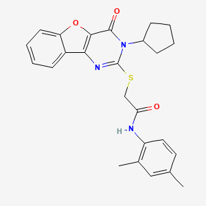 B2751237 2-[(3-cyclopentyl-4-oxo-3,4-dihydro[1]benzofuro[3,2-d]pyrimidin-2-yl)sulfanyl]-N-(2,4-dimethylphenyl)acetamide CAS No. 899986-26-6