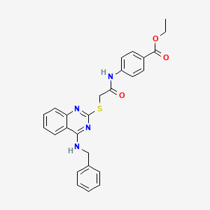 molecular formula C26H24N4O3S B2751239 乙酸4-(2-((4-(苄基氨基)喹唑啉-2-基)硫基)乙酰胺基)苯甲酸乙酯 CAS No. 422531-91-7