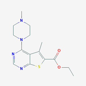 molecular formula C15H20N4O2S B275125 Ethyl 5-methyl-4-(4-methylpiperazin-1-yl)thieno[2,3-d]pyrimidine-6-carboxylate 