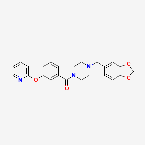 molecular formula C24H23N3O4 B2751254 1-[(2H-1,3-苯并二氧杂环[5,4-b]呋喃-5-基)甲基]-4-[3-(吡啶-2-基氧基)苯甲酰基]哌嗪 CAS No. 1704654-32-9