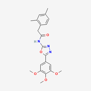 molecular formula C21H23N3O5 B2751268 2-(2,4-二甲基苯基)-N-(5-(3,4,5-三甲氧基苯基)-1,3,4-噁二唑-2-基)乙酰胺 CAS No. 941896-02-2