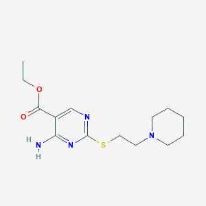 Ethyl 4-amino-2-{[2-(1-piperidinyl)ethyl]sulfanyl}-5-pyrimidinecarboxylate