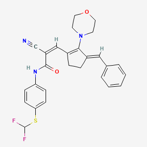B2751287 (Z)-3-[(3E)-3-Benzylidene-2-morpholin-4-ylcyclopenten-1-yl]-2-cyano-N-[4-(difluoromethylsulfanyl)phenyl]prop-2-enamide CAS No. 327106-85-4