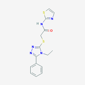 2-[(4-ethyl-5-phenyl-4H-1,2,4-triazol-3-yl)sulfanyl]-N-(1,3-thiazol-2-yl)acetamide
