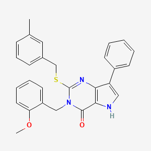molecular formula C28H25N3O2S B2751291 3-(2-甲氧基苯甲基)-2-((3-甲基苯甲基)硫)-7-苯基-3H-吡咯并[3,2-d]嘧啶-4(5H)-酮 CAS No. 1793002-90-0