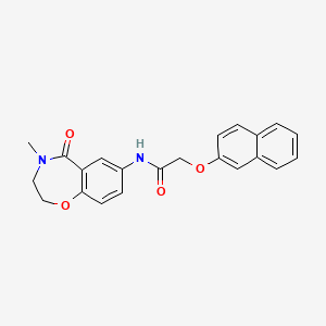 molecular formula C22H20N2O4 B2751294 N-(4-methyl-5-oxo-2,3,4,5-tetrahydrobenzo[f][1,4]oxazepin-7-yl)-2-(naphthalen-2-yloxy)acetamide CAS No. 922000-45-1