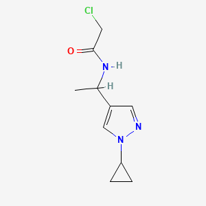 molecular formula C10H14ClN3O B2751299 2-Chloro-N-[1-(1-cyclopropylpyrazol-4-yl)ethyl]acetamide CAS No. 2411286-45-6