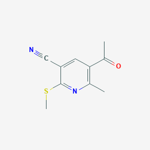 molecular formula C10H10N2OS B2751301 5-Acetyl-6-methyl-2-(methylsulfanyl)nicotinonitrile CAS No. 215713-41-0