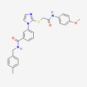 B2751321 3-(2-((2-((4-methoxyphenyl)amino)-2-oxoethyl)thio)-1H-imidazol-1-yl)-N-(4-methylbenzyl)benzamide CAS No. 1115564-51-6
