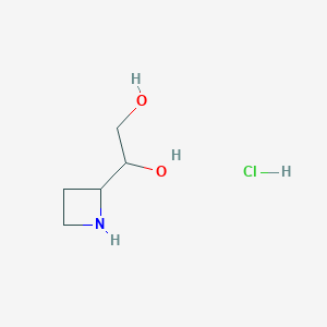 molecular formula C5H12ClNO2 B2751336 1-(吖唑啉-2-基)乙烷-1,2-二醇；盐酸盐 CAS No. 2567496-79-9