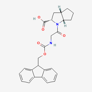 molecular formula C25H26N2O5 B2751338 (2S,3As,6aS)-1-[2-(9H-fluoren-9-ylmethoxycarbonylamino)acetyl]-3,3a,4,5,6,6a-hexahydro-2H-cyclopenta[b]pyrrole-2-carboxylic acid CAS No. 2377004-21-0