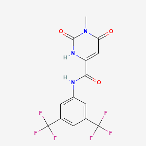 molecular formula C14H9F6N3O3 B2751344 N-[3,5-bis(trifluoromethyl)phenyl]-6-hydroxy-1-methyl-2-oxo-1,2-dihydro-4-pyrimidinecarboxamide CAS No. 861208-56-2
