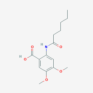 molecular formula C15H21NO5 B2751352 2-Hexanamido-4,5-dimethoxybenzoic acid CAS No. 749920-65-8