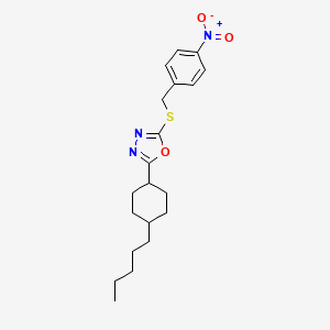 molecular formula C20H27N3O3S B2751368 2-[(4-Nitrobenzyl)sulfanyl]-5-(4-pentylcyclohexyl)-1,3,4-oxadiazole CAS No. 860610-94-2