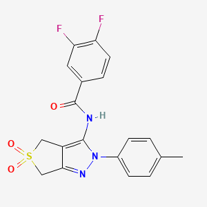 molecular formula C19H15F2N3O3S B2751371 3,4-二氟-N-[2-(4-甲基苯基)-5,5-二氧代-4,6-二氢噻吩[3,4-c]吡唑-3-基]苯甲酰胺 CAS No. 893946-67-3