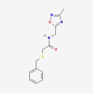 molecular formula C13H15N3O2S B2751376 2-(benzylthio)-N-((3-methyl-1,2,4-oxadiazol-5-yl)methyl)acetamide CAS No. 1235387-04-8
