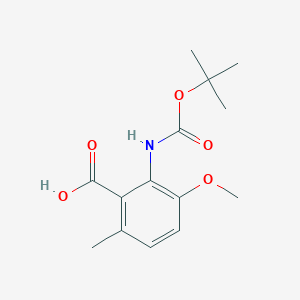 molecular formula C14H19NO5 B2751380 3-Methoxy-6-methyl-2-[(2-methylpropan-2-yl)oxycarbonylamino]benzoic acid CAS No. 2248319-72-2