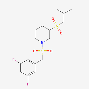 molecular formula C16H23F2NO4S2 B2751388 1-[(3,5-二氟苯基)甲磺酰]-3-(2-甲基丙磺酰)哌啶 CAS No. 2097894-26-1