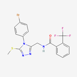 molecular formula C18H14BrF3N4OS B2751400 N-((4-(4-bromophenyl)-5-(methylthio)-4H-1,2,4-triazol-3-yl)methyl)-2-(trifluoromethyl)benzamide CAS No. 391938-26-4