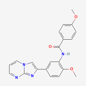 molecular formula C21H18N4O3 B2751401 N-(5-(咪唑并[1,2-a]嘧啶-2-基)-2-甲氧基苯基)-4-甲氧基苯甲酰胺 CAS No. 862810-70-6